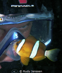 Diver with Clownfish by Rudy Janssen 